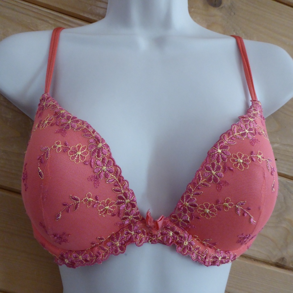 Ambrielle Coral Embroidery Floral Bra 36A